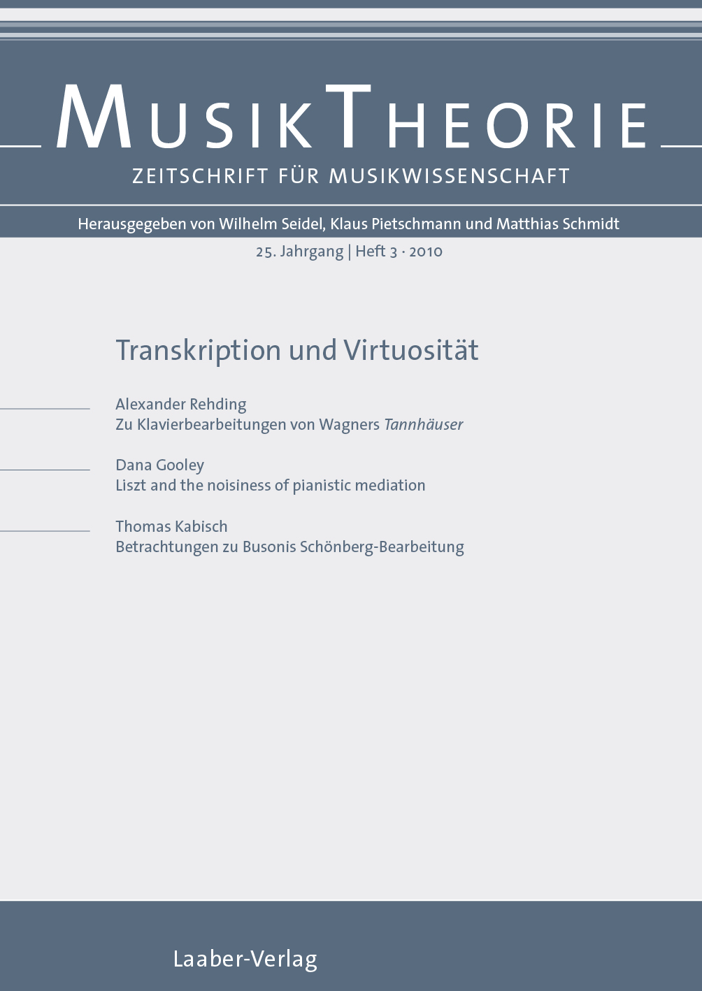 Musiktheorie Heft 3/2010