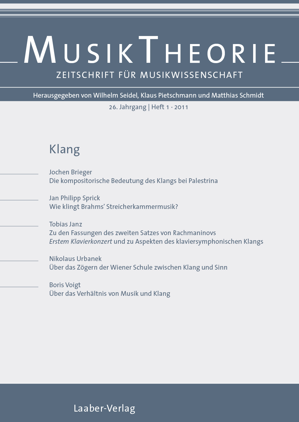 Musiktheorie Heft 1/2011