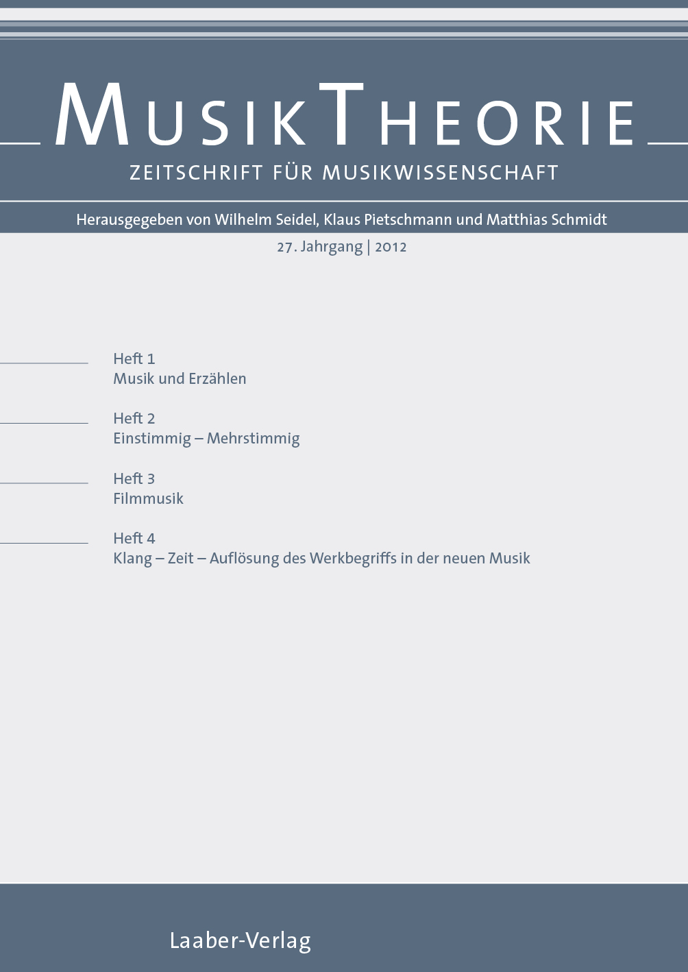 Musiktheorie 2012 (27. Jahrgang)