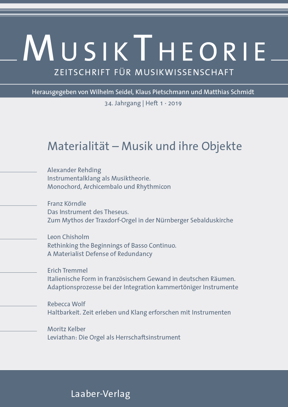Musiktheorie Heft 1/2019